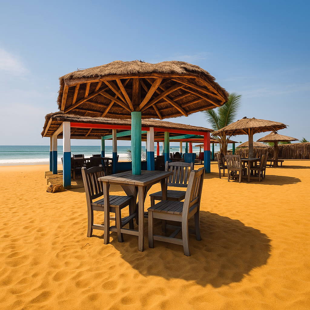 La plage et les paillotes